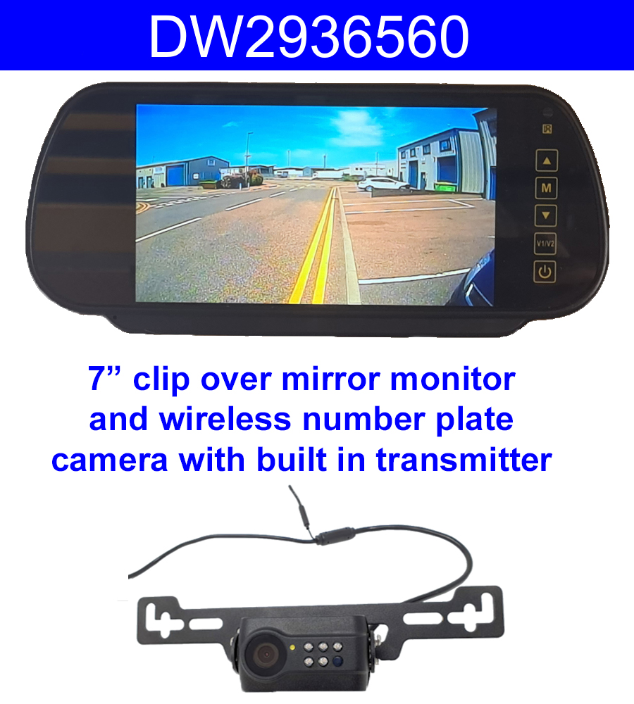 Number Plate Wireless Reversing Camera System with 7'' mirror monitor